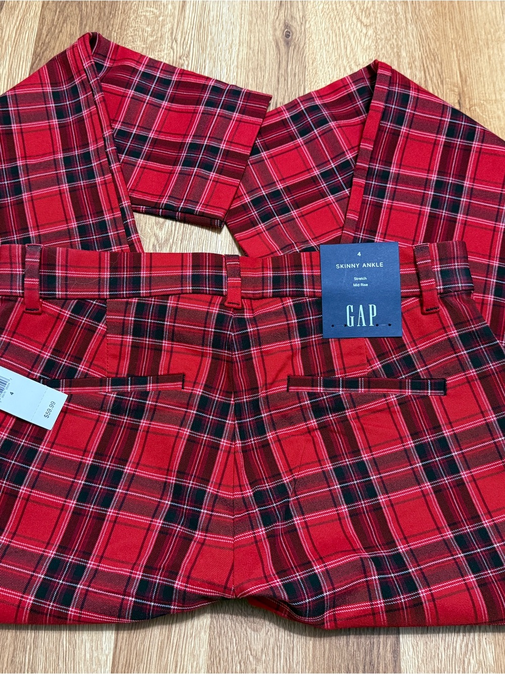 GAP Red and Black Plaid Skinny Ankle Dress Pants